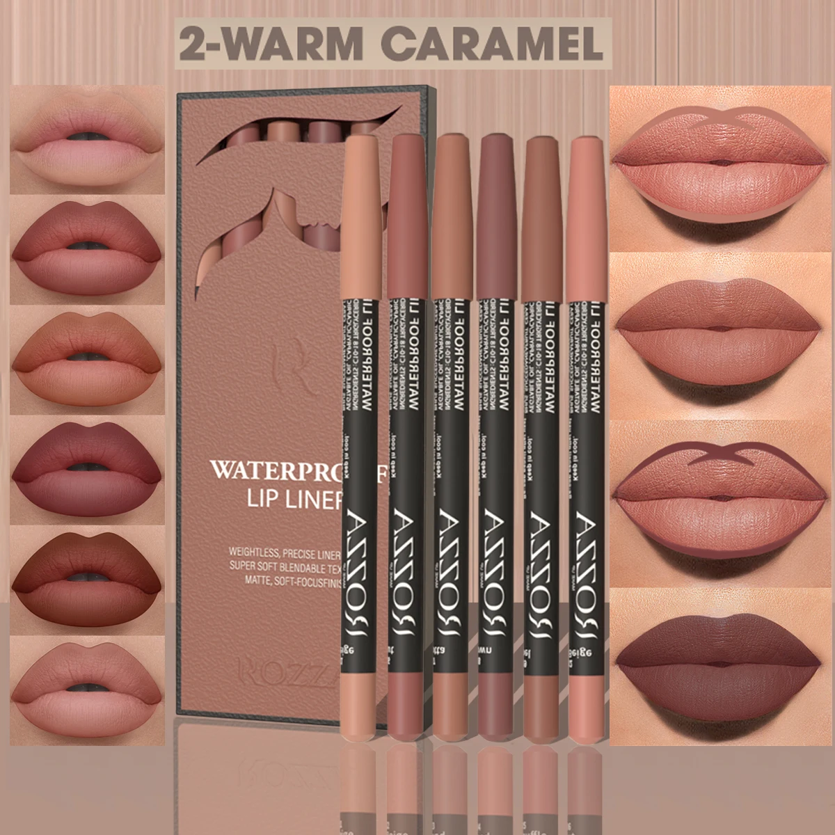 Ensemble de maquillage pour les lèvres nues, 6 pièces/ensemble, effet mat, naturel et durable, imperméable, adapté au maquillage quotidien