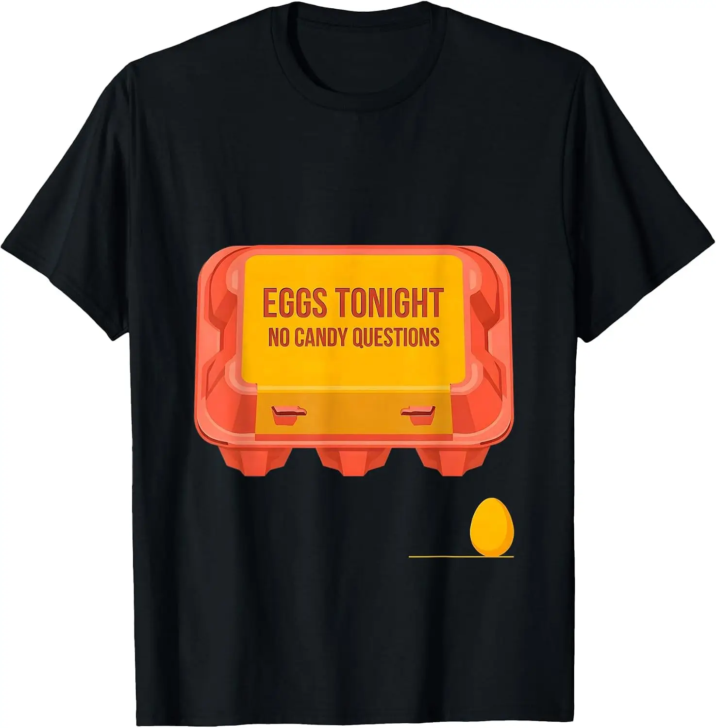 Men's Eggs Tonight No Candy Questions Funny Chicken Farm Halloween T-Shirt Men's Spooky Halloween Graphic Print T‑Shirt, Crew Neck Short Sleeve Casual Cotton Tee For Holiday Party Daily Street Wear.