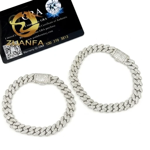 

Classic 8mm Cuban Link Bracelet 925 Sterling Silver Iced Out Hip Hop Jewelry