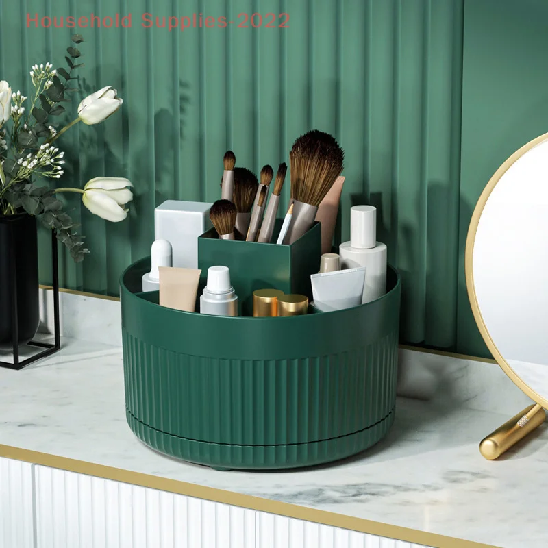 

360 Rotating Makeup Desktop Cosmetic Storage Box Organizer Large Capacity For Bathroom Portable Lipstick Makeup Brush Pen Holder