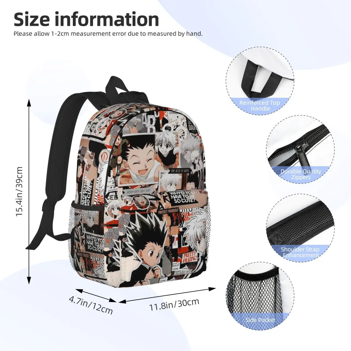 Anime HXH Hunter Hunter Backpack Daypack Large Capacity Boys Girls BookBag Shoulder Bags for Men Women School Bag