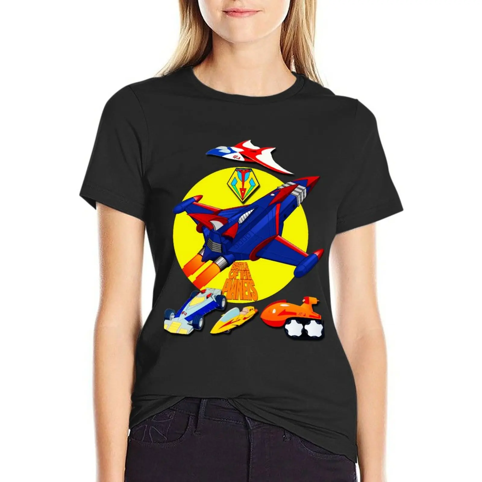 Battle of The Planets Gatchaman Vehicle Logo \t T-Shirt customs blacks Summer Women's clothing