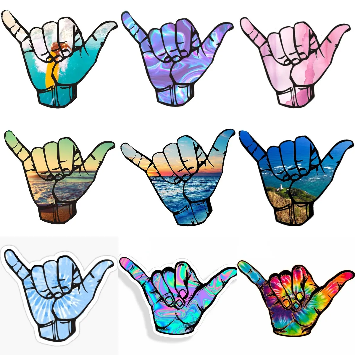 Shaka Hand Sign Surf Seaside Creative Sticker for Decorate Truck Window Motorcycle Car Laptop Helmet Camper Table Room Table