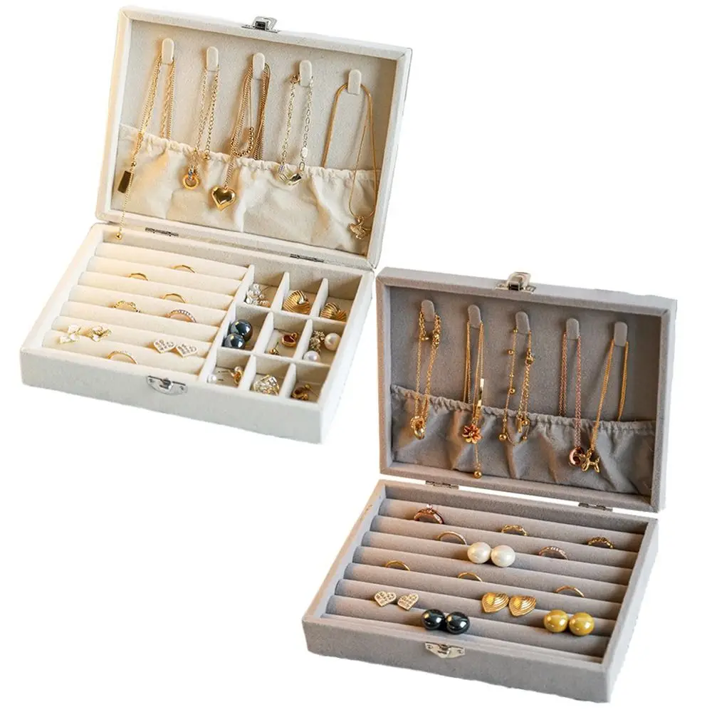 Large Capacity Jewelry Storage Box Flip Lid Dustproof Portable Earring Organizer Lockable Detachable Jewelry Display Holder