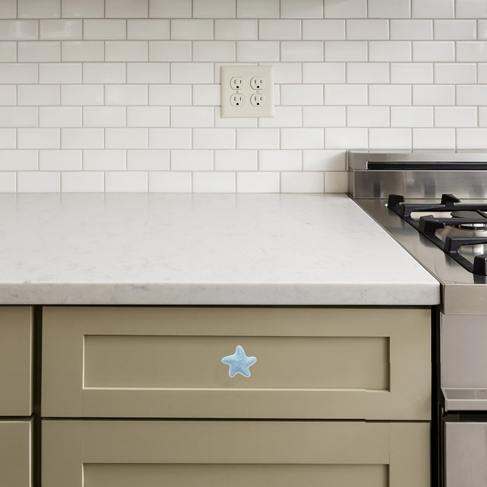 

2Pcs Ceramic Handle Pull Knobs Star Design for Drawer Cabinet Door Wardrobe Furniture Replacement Modern Stylish Home Bathroom