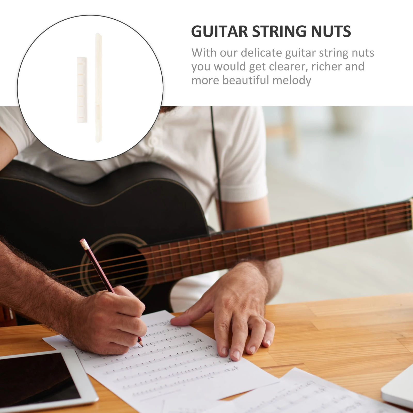 

Guitar Pillow Strings Bone Bridge Saddle and Nut Adjustable Saddles Acoustic Replacement