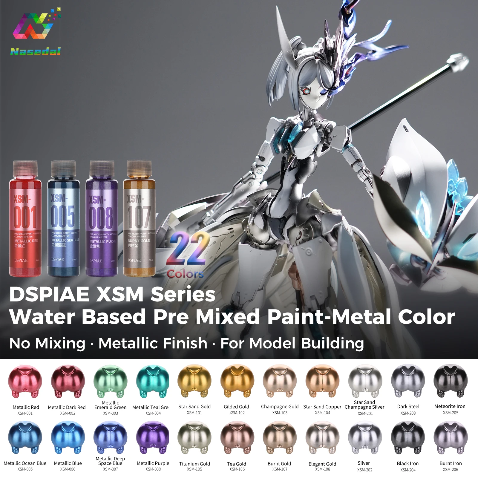 DSPIAE Seria XSM 50ml Farba na – Metallic Paint Set recenzja i cena