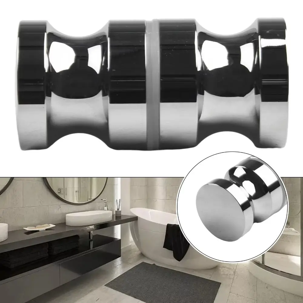Back-to-Back Stainless Steel Door Knob Puller Double Side Solid Shower Screen Handle Smooth Single-hole Shower Glass Door Knob