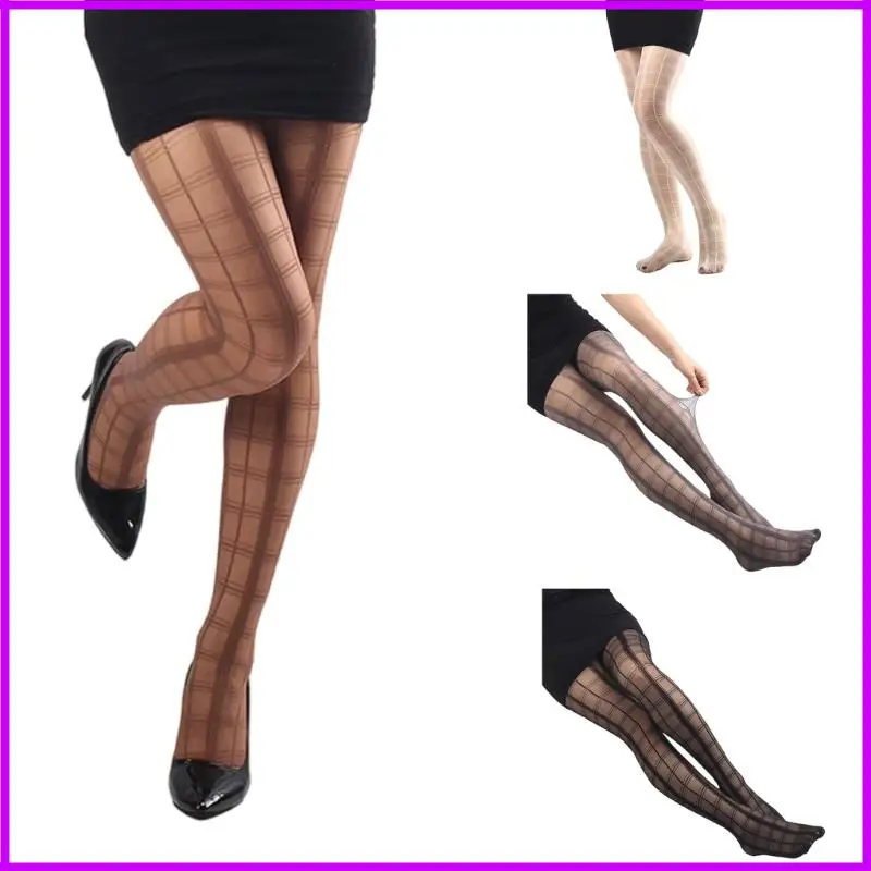 

Thin Slimming Checkered Sheer Tights For Women Lightweight Nylon Stretchy Legwear