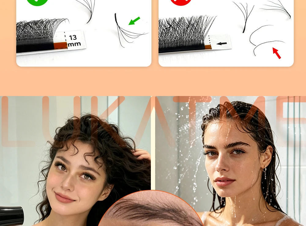 LUKATME Doppelte 4D Doppelte 3D Wimpernverlängerungen Vorgefertigte Volumenfächer 6D 8D Wimpern 7-14mm Mega-Volumen W-Form Faux-Nerz-Wimpern – Detail 10