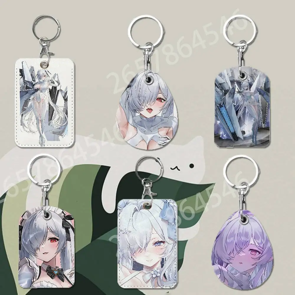 C-Cinderella Protective Printed Leather Card Case Metal Keychain for Bank Credit Bus Subway ID Cards