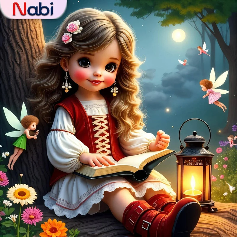 النبي كامل مربع جولة الماس اللوحة فتاة صورة DIY فسيفساء الكرتون جديد وصول التطريز اليدوية هواية #1