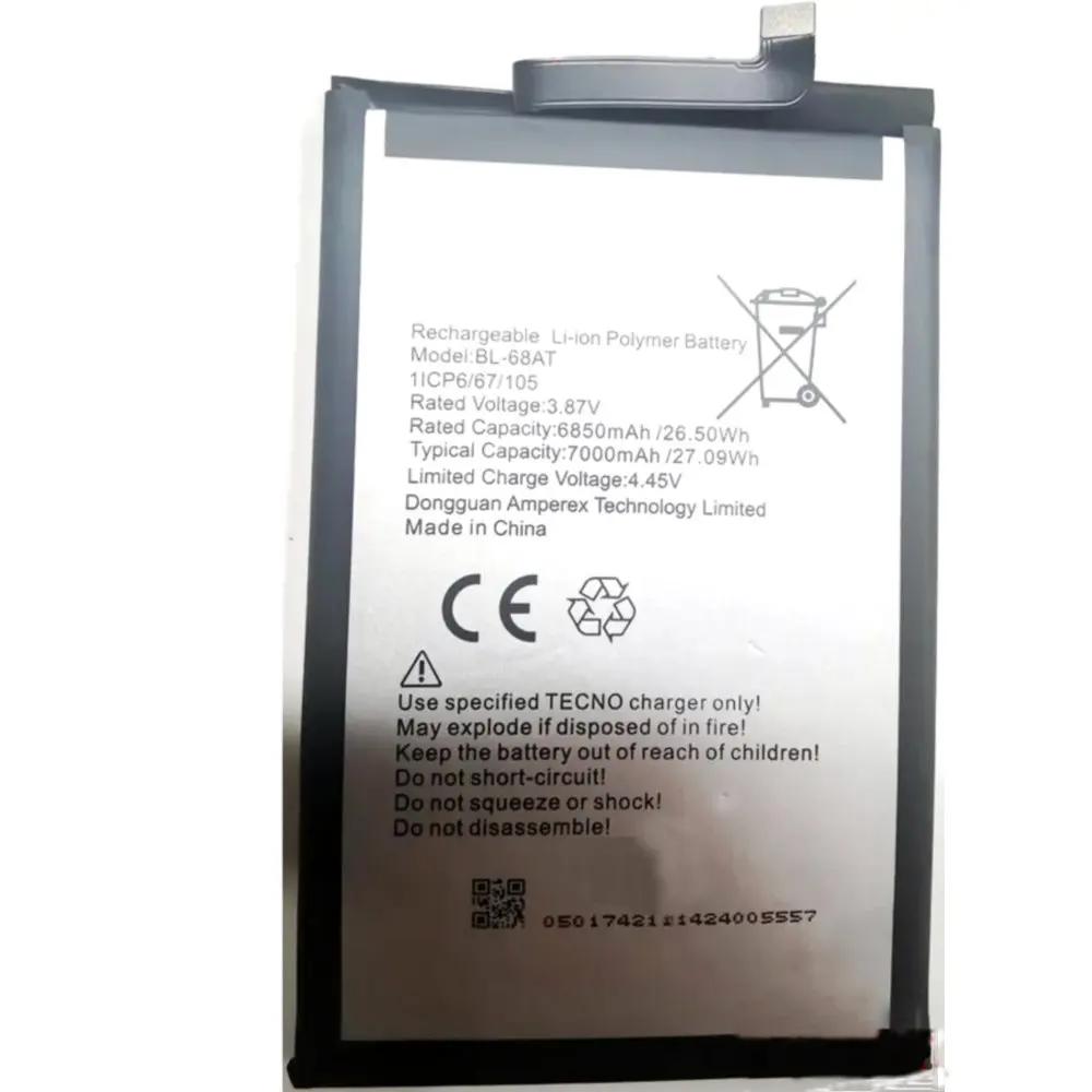 

New BL-68AT High Capacity Replacement Battery For Tecno POVA 2 pova2 LE7 Pova 3 LE7n Mobile Phone