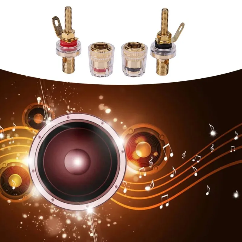 2pcs 4mm Brass Speaker Amplifier Binding Posts Terminals for Banana Plugs