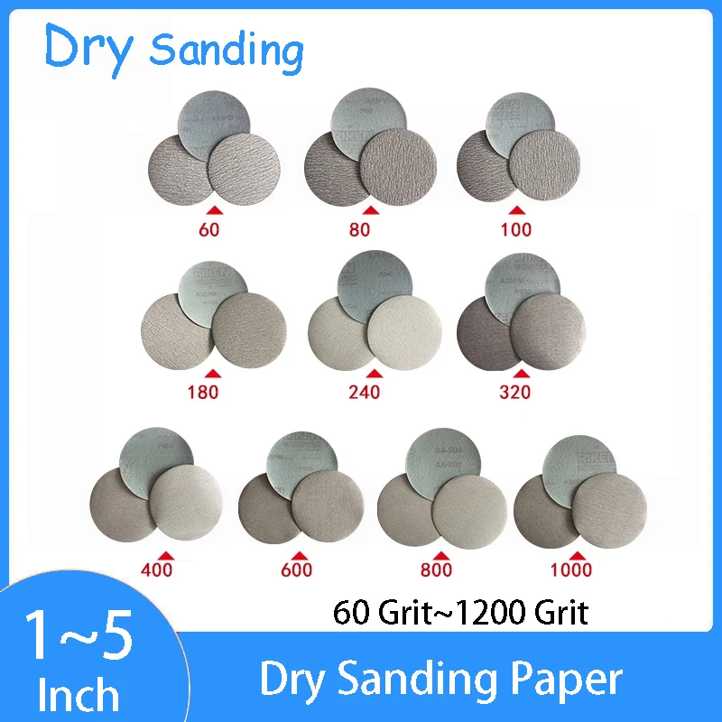 

1Inch-5Inch Dry Sandpaper Grinding Disc Hook&Loop Flocking 60-1200 Grit Self-adhesive Sanding Paper Abrasive Polishing Tool