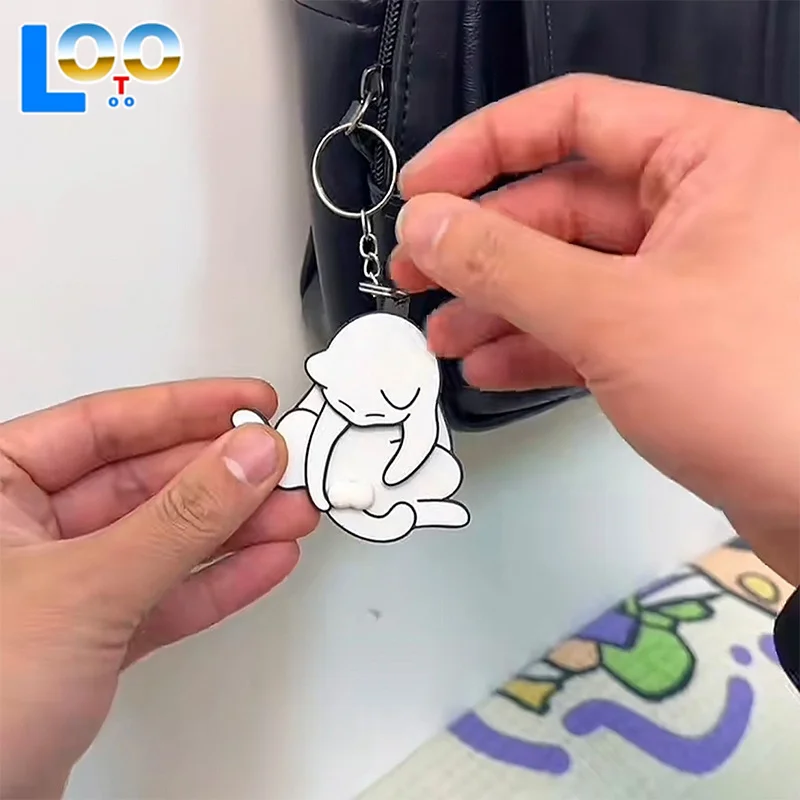 1pcs เล่นดึงไข่แมวพวงกุญแจจี้น่ารักและตลกหมุนได้อะคริลิคกระเป๋าจี้สําหรับผู้หญิงพวงกุญแจกระเป๋าอุปกรณ์เสริม