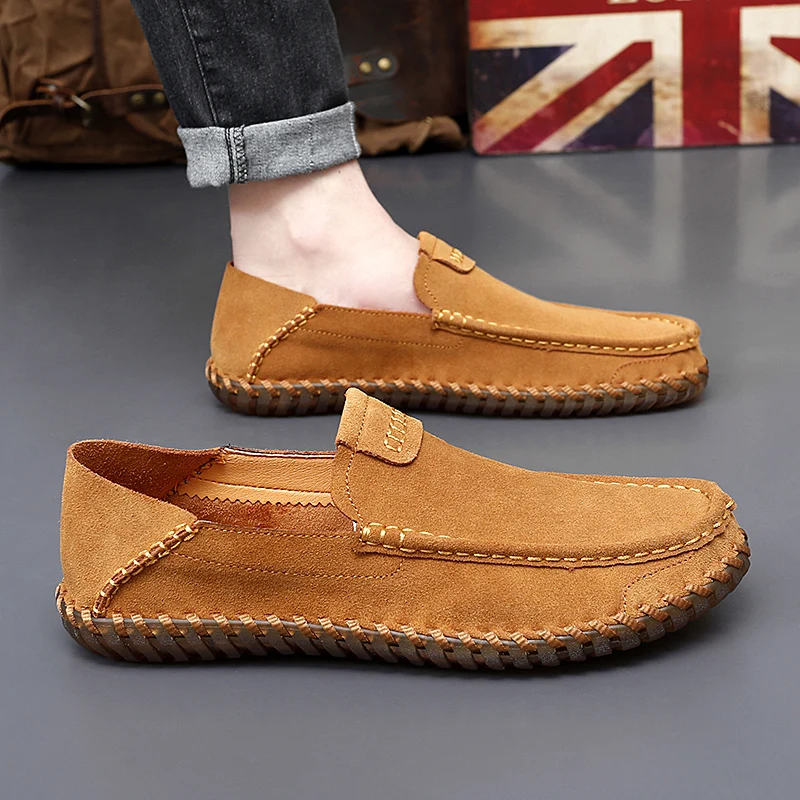 Large Size Fashion Men\'s Driving Shoes High Quality Genuine Leather Loafers Moccasins Men\'s Flats Breathable Casual Boat Shoes