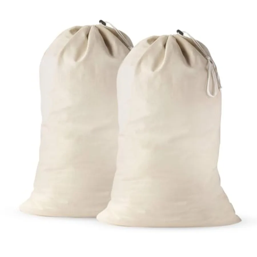 Large Cotton Laundry Bags 24x36 Inch with Drawstring, Heavy Duty Travel Organizer for Hamper, Basket, Camp 2 Pack
