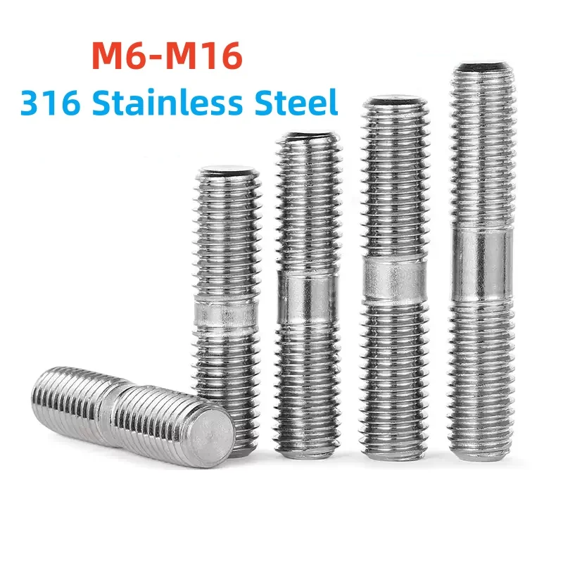 M3 M4 M5 M6 M8 M10 M12 M14 M16 316 Stainless Steel Bolts Screw Double End Thread Rod Tooth Stick Dual Head Threaded Bar