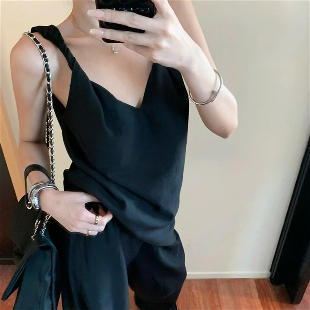 Temperament commuter twist halter vest women outside wear vertical casual dress pants simple lazy suit summer