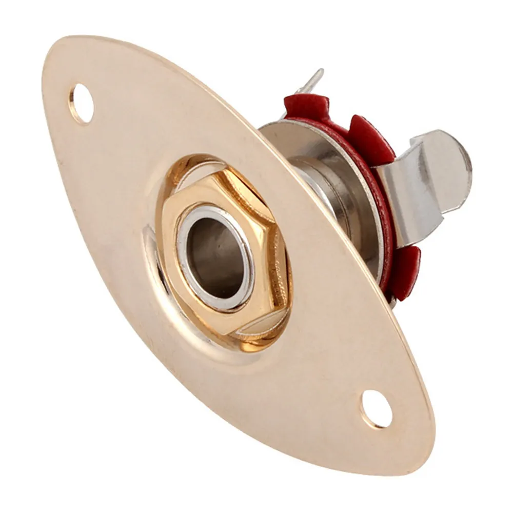 Oval Indented Golden Cat Eye Jackplug Socket Easy Install Pickup Jack Output Plate for Electric Guitar Building Parts