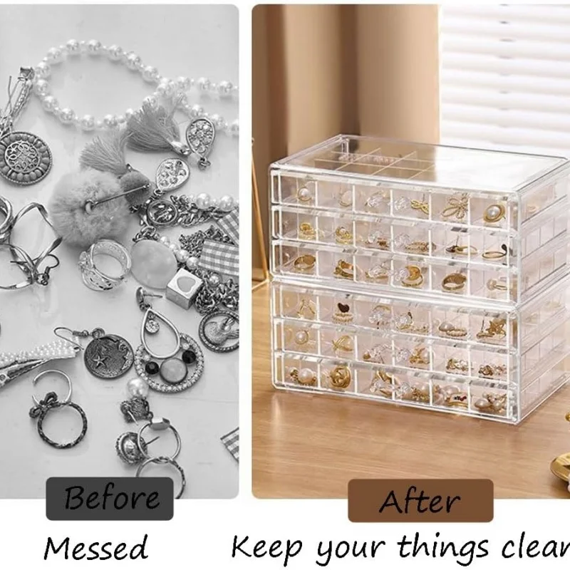 صندوق تخزين المجوهرات الشفاف 72/79/120 شبكات حامل عرض بلاستيكي متعدد الطبقات مع درج منظم ألماس الأظافر فن الأظافر #5