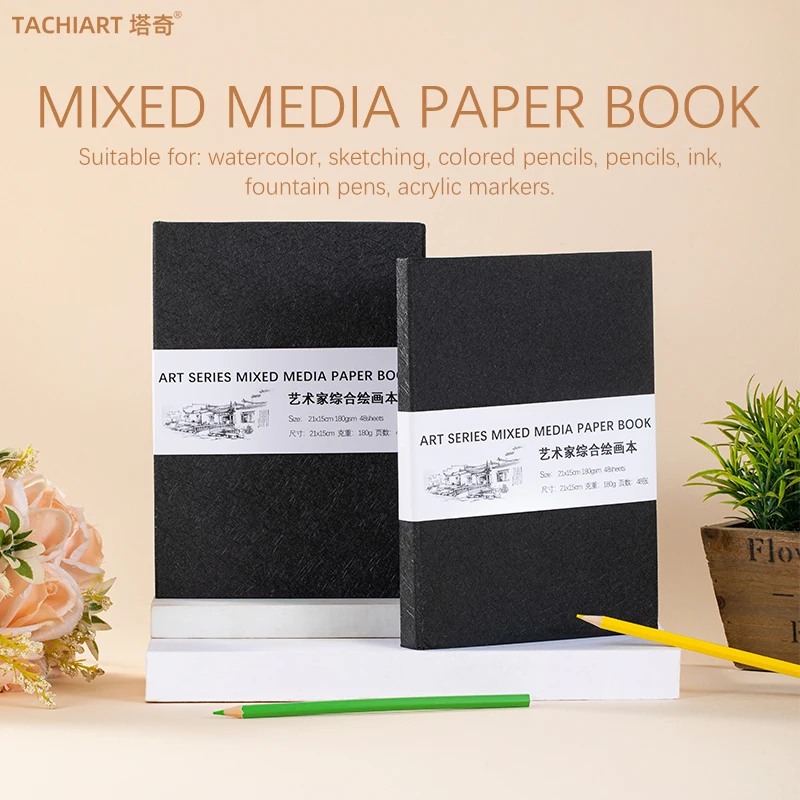 Tachiart Artist's Comprehensive Drawing Book A5 Sketchbook Watercolor Drawing Colored Pencil Book Acrylic Marker Book Fine Textu