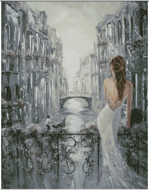 Venice Girl Back  18CT 16CT 14CT Canvas Unprinted Top Quality Cross Stitch Kit Embroidery Art DIY Handmade Needlework Home Decor