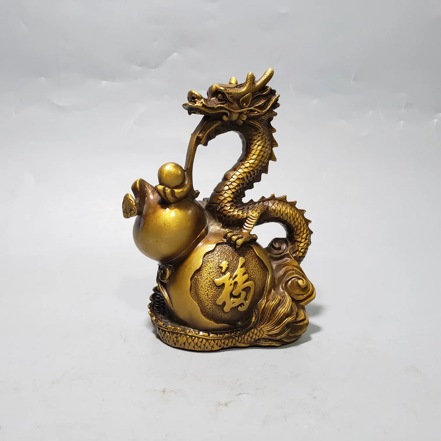 Sending Fortune Attracting Wealth Dragon Sculpture Retro Brass Home And Office Decorations Ornaments