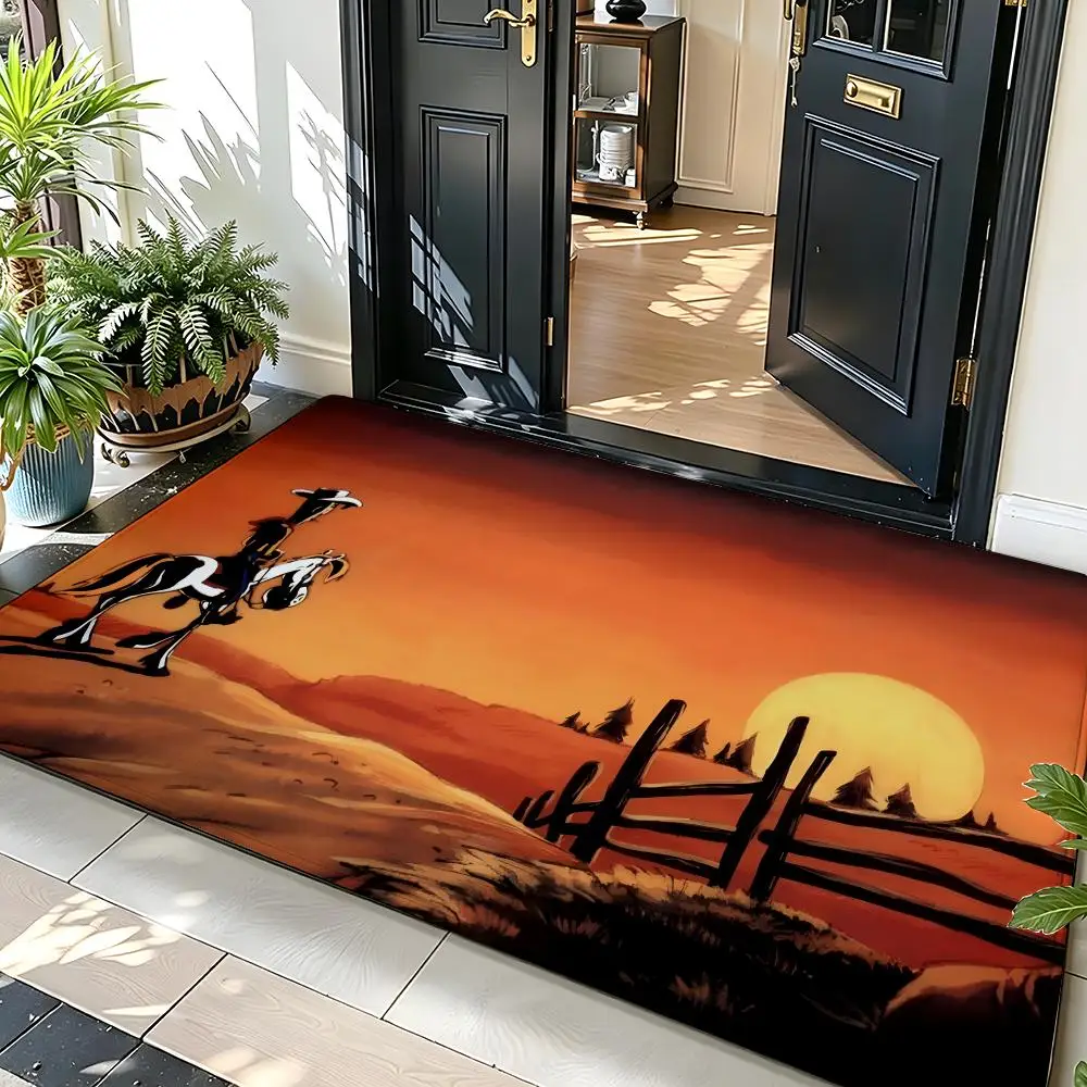 Cartoon L-Lucky L-Luke Floor Mat Soft Flannel Floor Mat  Suitable for Entryways, Living Rooms, Bedrooms, and Bathrooms