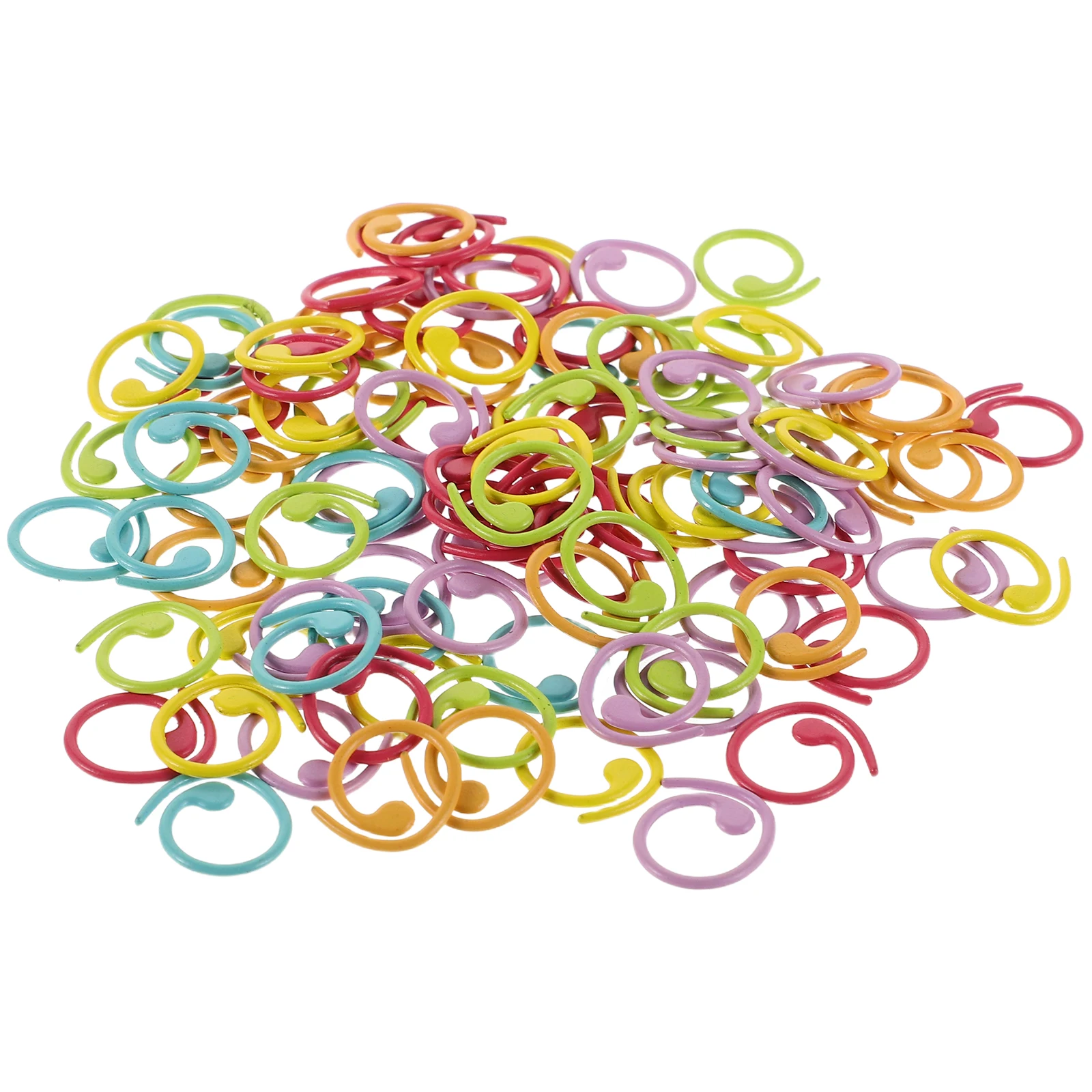 

100 Pcs Stitch Markers Woven Buckle Stoppers Knitting Crochet Metal Spiral Colorful Place Markers Projects Gadgets Accessories