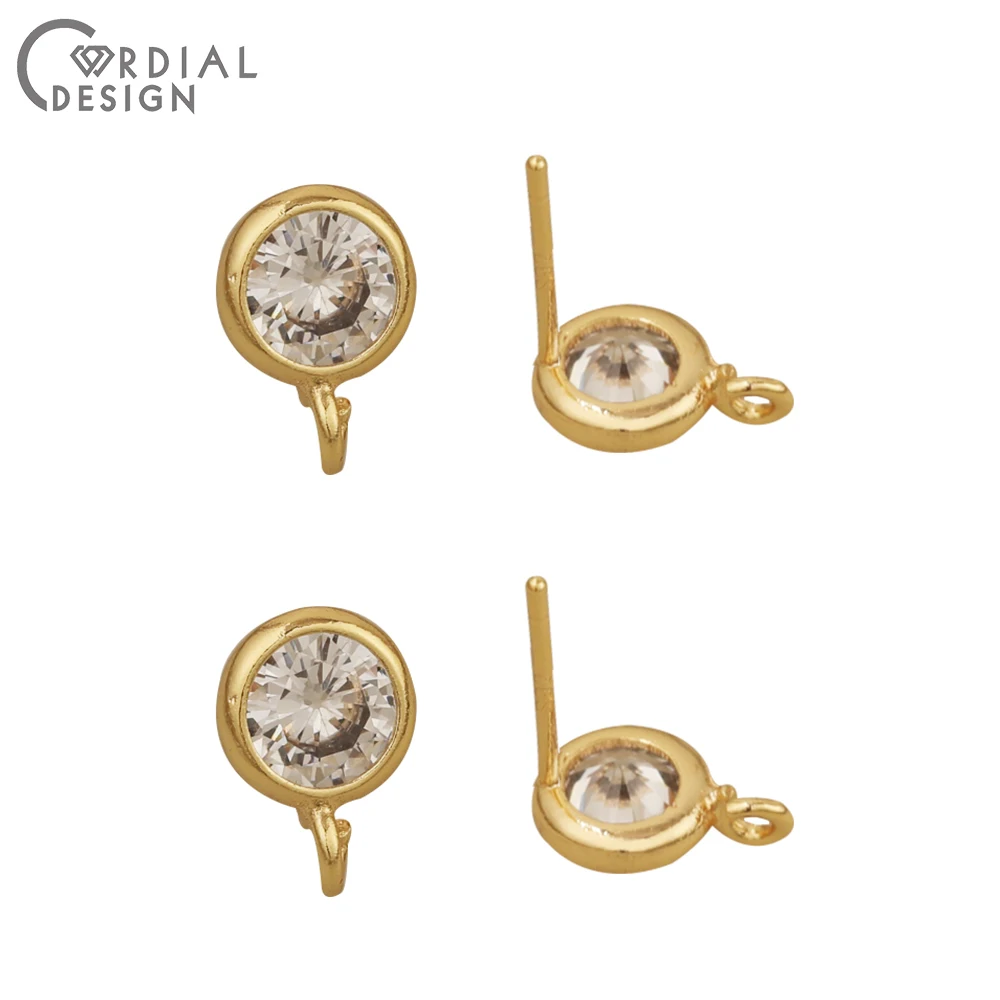 

Cordial Design 40Pcs 6*9MM Jewelry Accessories/DIY/CZ Earrings Stud/Hand Made/Genuine Gold Plating/Jewelry Findings & Components