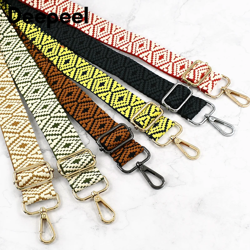 1Pc 38mm Jacquard Canvas Bag Strap for Women's Handbag Replace Handle 75~130cm Adjust Shoulder Straps Crossbody Bags Accessories