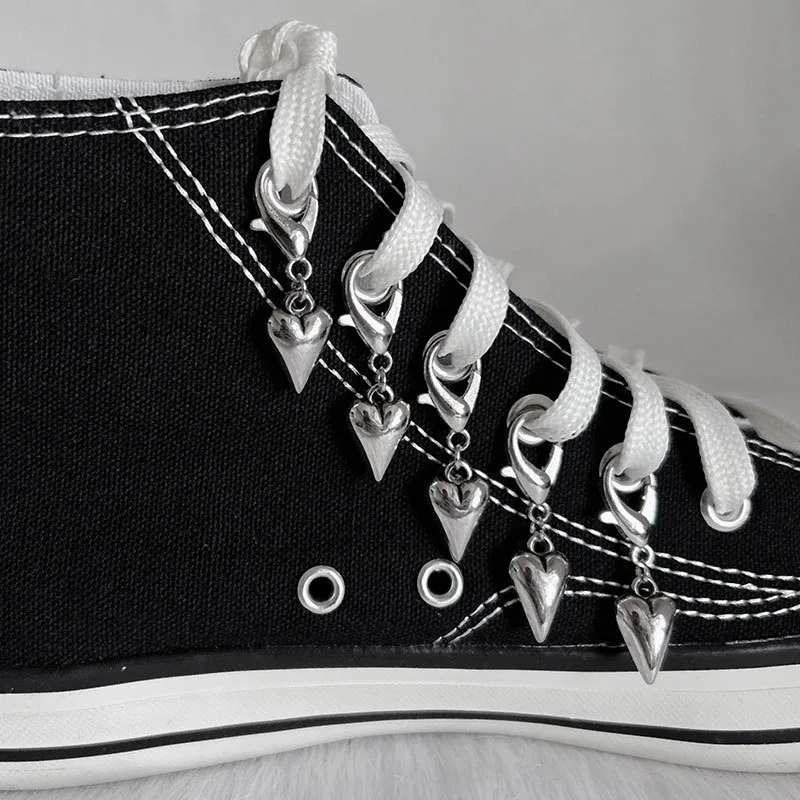 Detachable Silver Shoe Charms Metal Clip‑on Shoe‑lace Pendants Gothic Aesthetic Decoration Accessories For Women High‑top Canvas