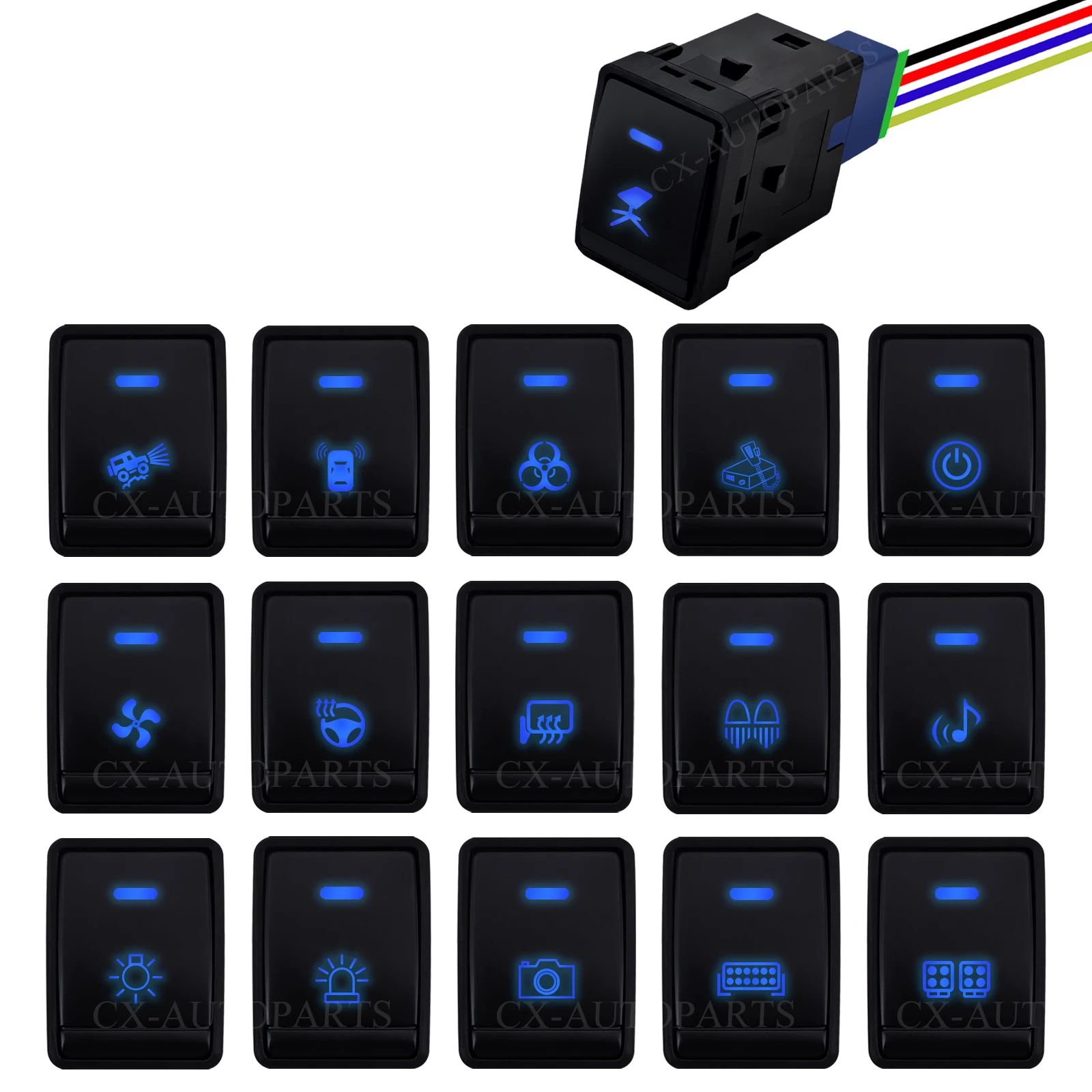 12V Blue LED Front Fog Light Push Button Switch ON-OFF for Nissan X-Trail T32 2014 Qashqai J11 2015 Tiida NP300 Navara