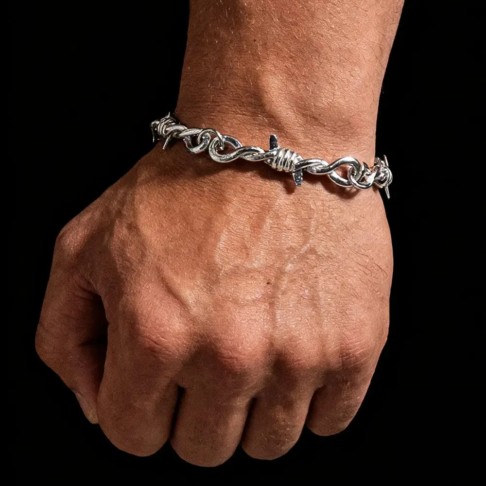 Gothic Bracelet Barbed Wire Chain Bracelets for Men Women Cuban Link Bracelet Jewelry