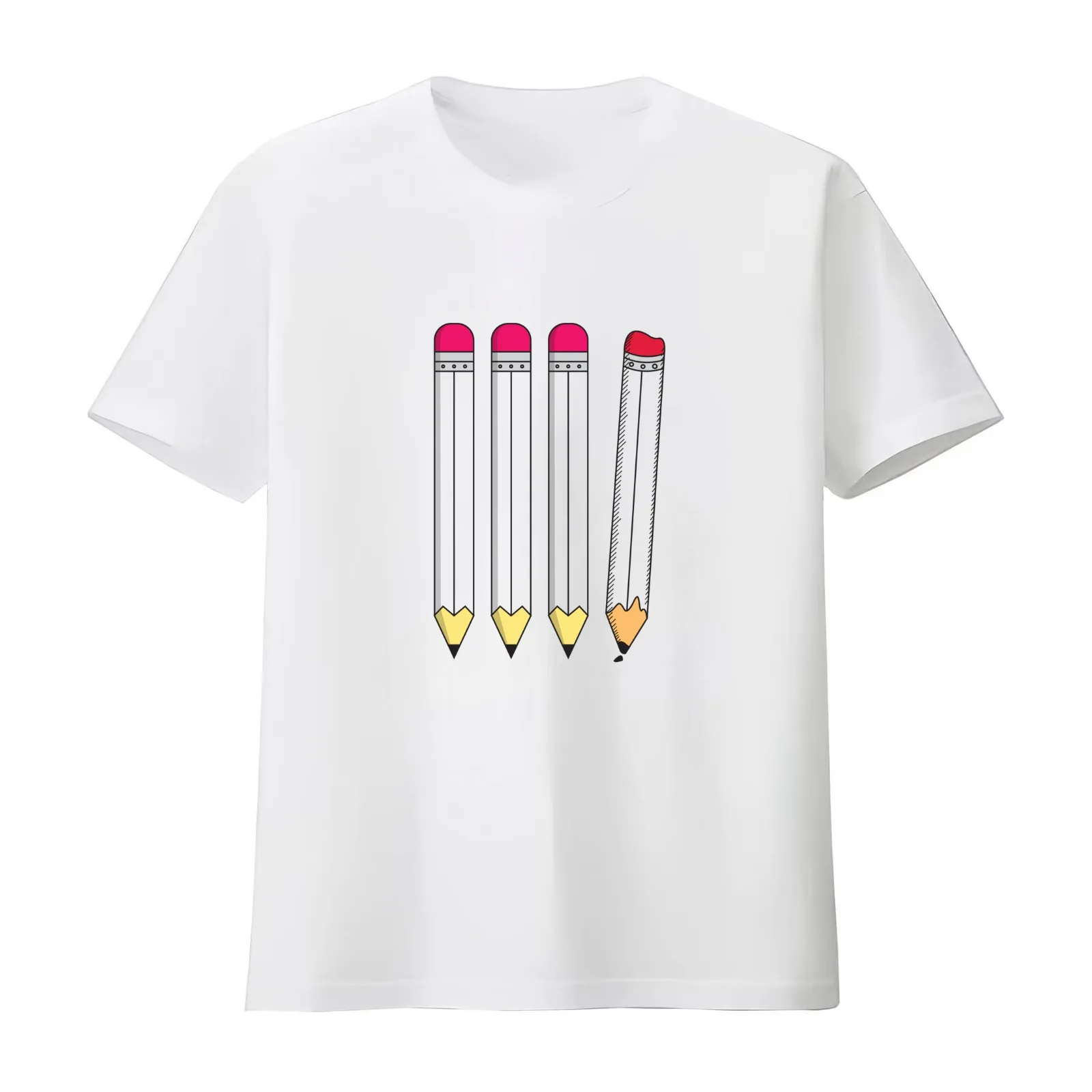 Pencils are Individuals too T-Shirt Summer Casual Cotton Tee Oversized Streetwear Tops Vintage Graphic Print 100% Cotton