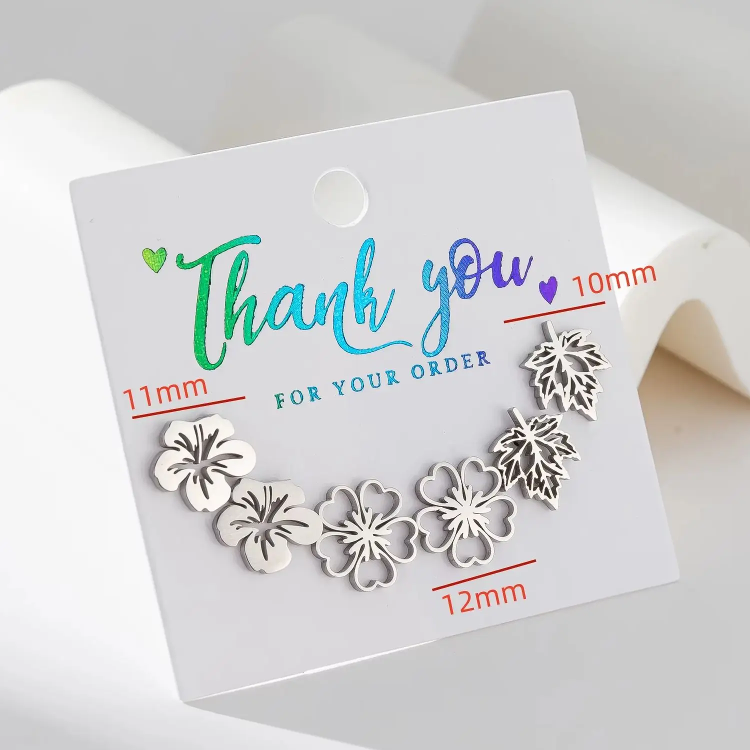 3Pairs Bohemian Small Flower Cherry Blossoms Earrings for Women Fashion Stainless Steel Jewelry Cute Lily Ear Studs Korean Gift