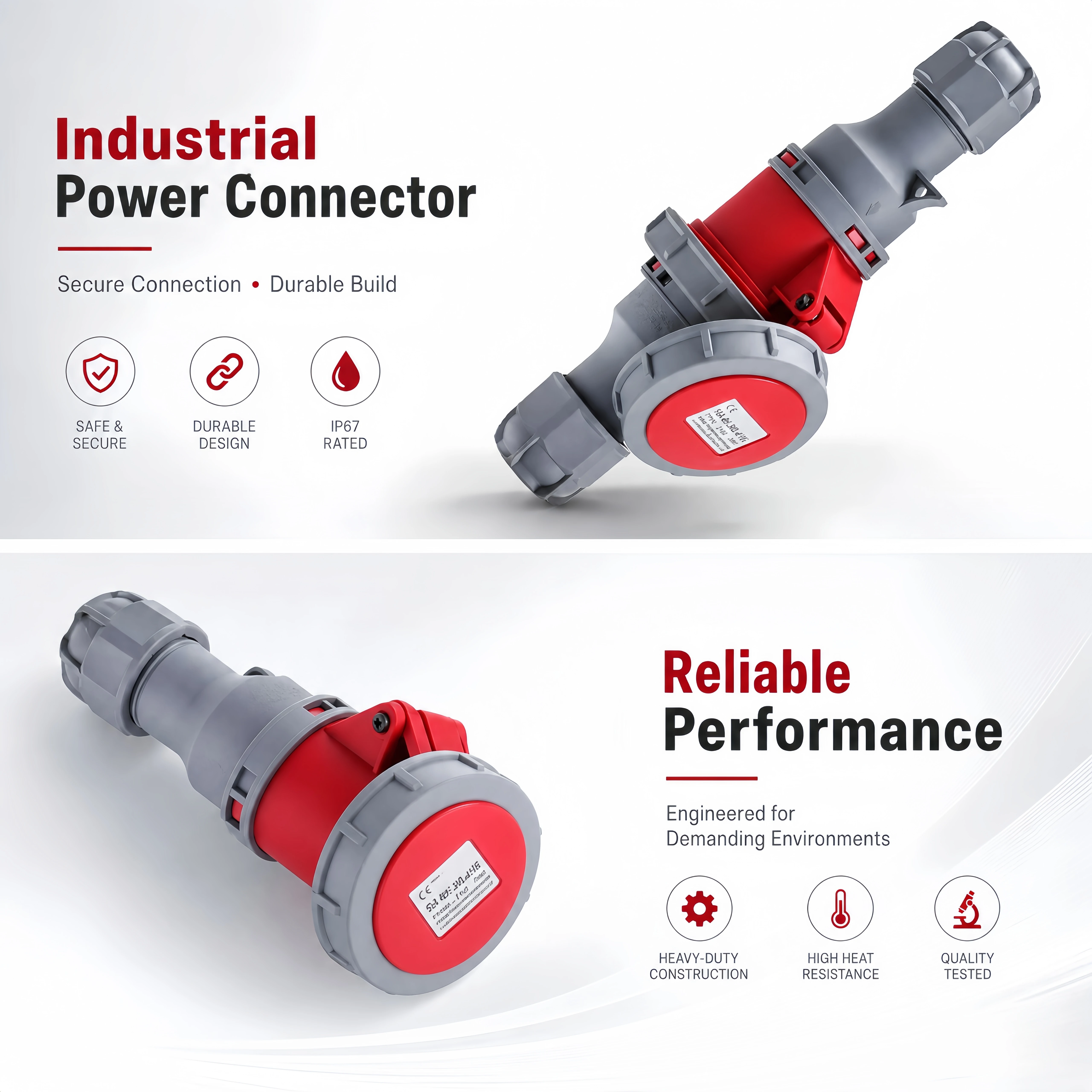 

63A 125A IP67 Waterproof Industrial Plug Socket Wall Panel Flush Mounting Connector 3P 4P 5P Heavy Duty Coupler