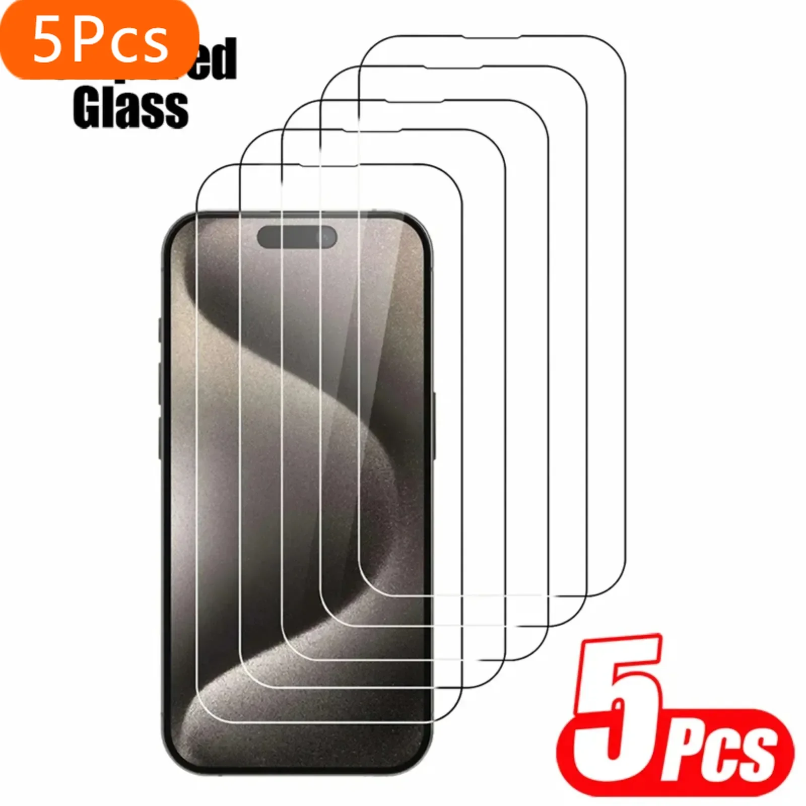Защитное стекло для iPhone 14 15 16 Pro Max Plus, 5 шт., полное покрытие из закаленного стекла, защитная пленка для экрана для IPhone 11 12 13 Pro Mini