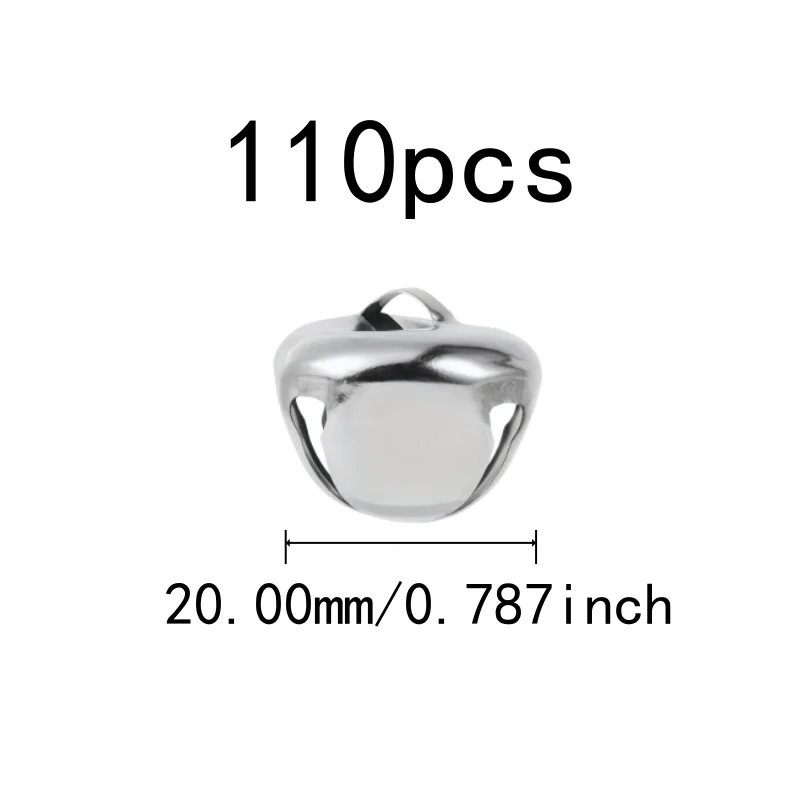20mm Metal Craft Bells 110 pcs, Metal Alloy Material, Small Delicate Size, for Home Hanging Ornament, Silver