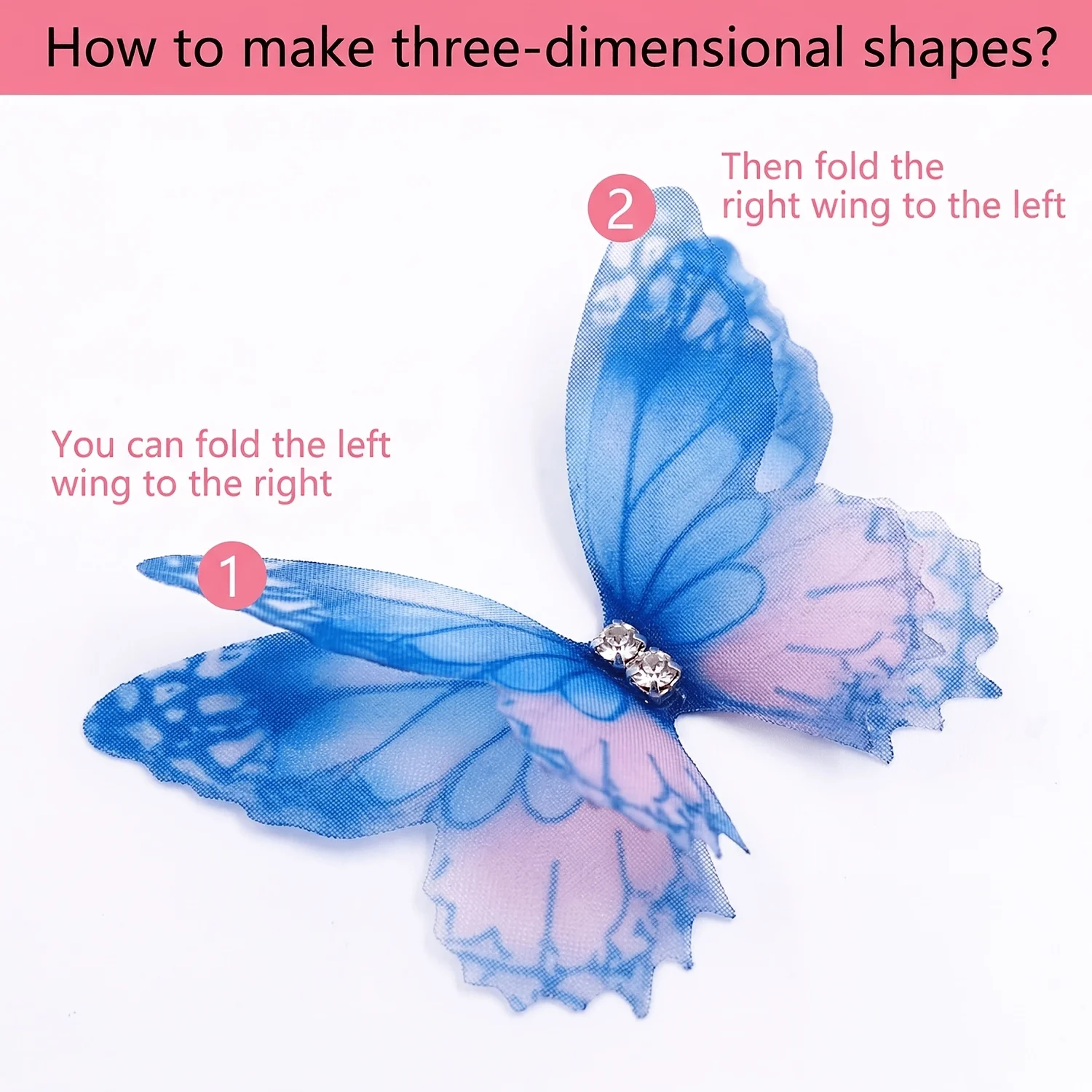 Picture 4: 80Pcs Organza Butterfly Crafts 2 Layers Butterflies 3D Organza Ornaments for DIY Crafts Wall Decorations Wedding Appliques