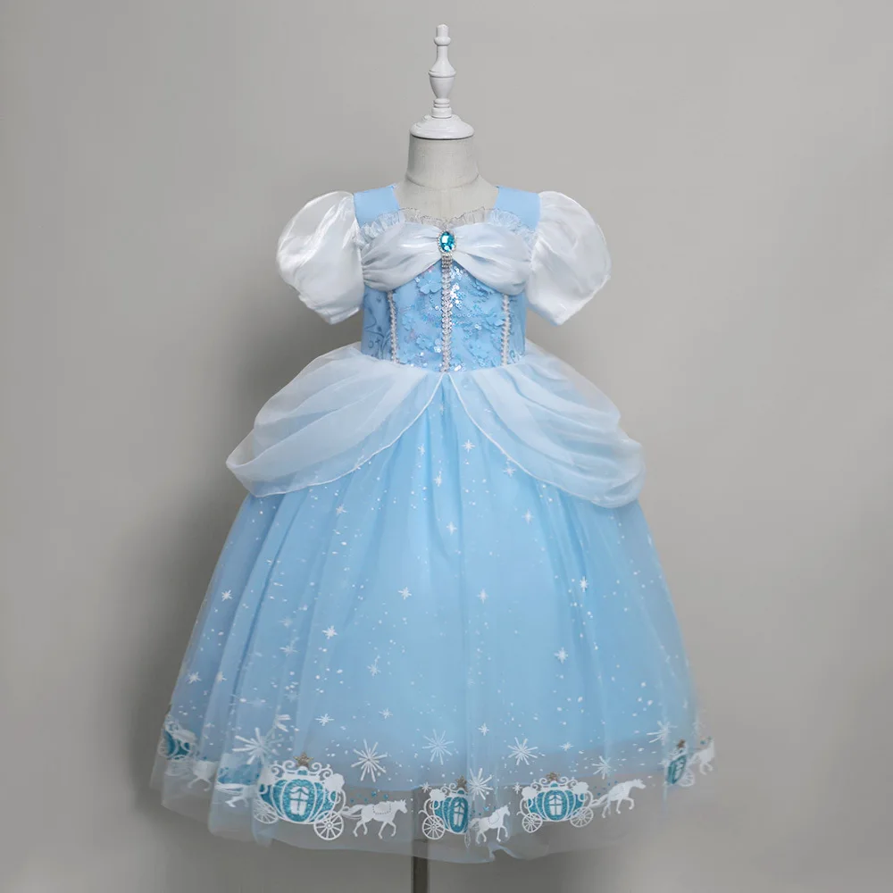 Girls Party Dresses 100cm-140cm Princess Cosplay Dress Baby Performance Costume Birthday Wedding Kids Halloween Day