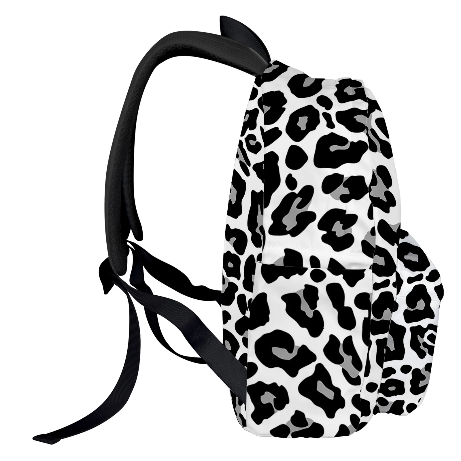 Black White Leopard Skin Texture Backpack Teenagers Student School Bags Laptop Bag Women's Casual Travel Backpack