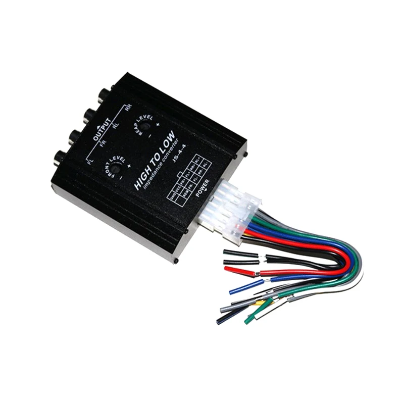 Convertitore audio per auto a 4 canali 12V a filtro di frequenza per altoparlante radio stereo per auto Rca da linea alta a bassa