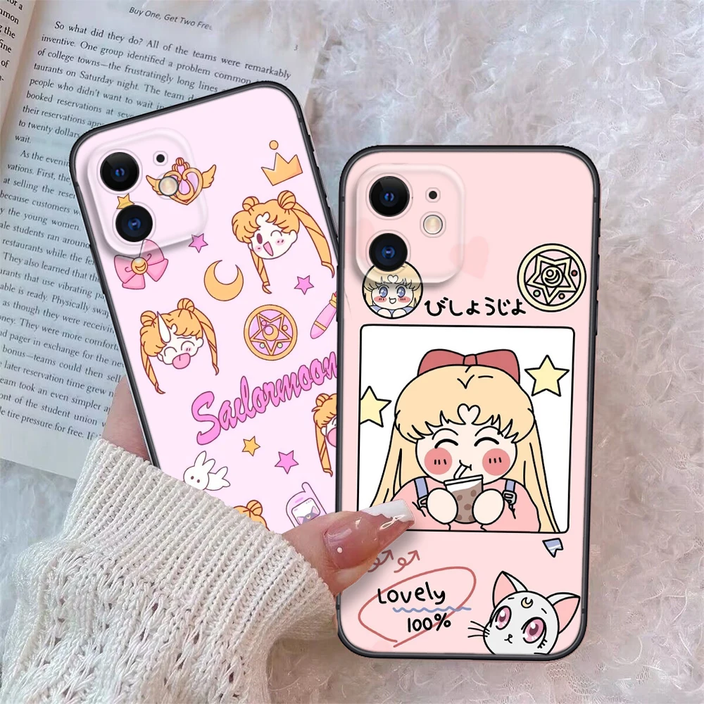 S-Sailor Moon Soft Silicone Case for iPhone 16 15 14 Plus 13 12 11 X XS XR Pro Max SE