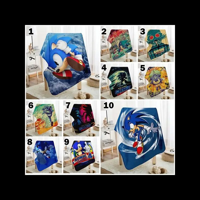 Versatile Bristles Warm Blanket Super Soft Anime Sonic Plush Blanket for Adults  Kids Popular Polyester Material Personalized Na