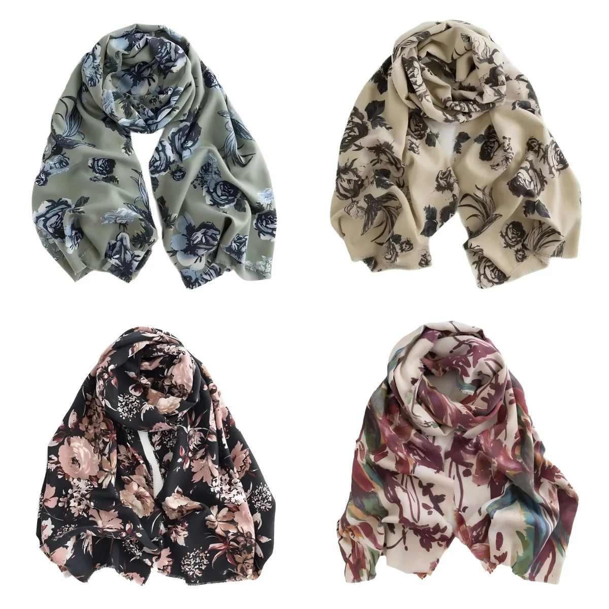 Fall Winter Luxury Brand Scarf Floral Tie dye Animal Boho Printing Cashmere Handfeeling Soft Brushed Warm Shawl For Women Scarf