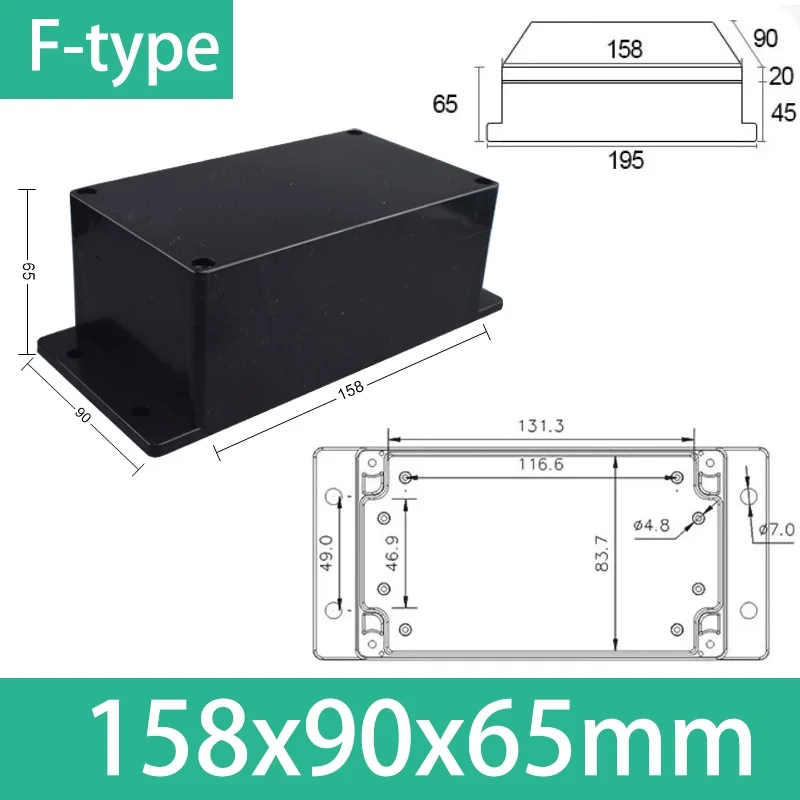 ABS waterdichte behuizing elektronische veilige behuizing plastic dozen zwarte draadaansluitdoos plastic organisator IP67 waterdichte behuizing - afbeelding 1