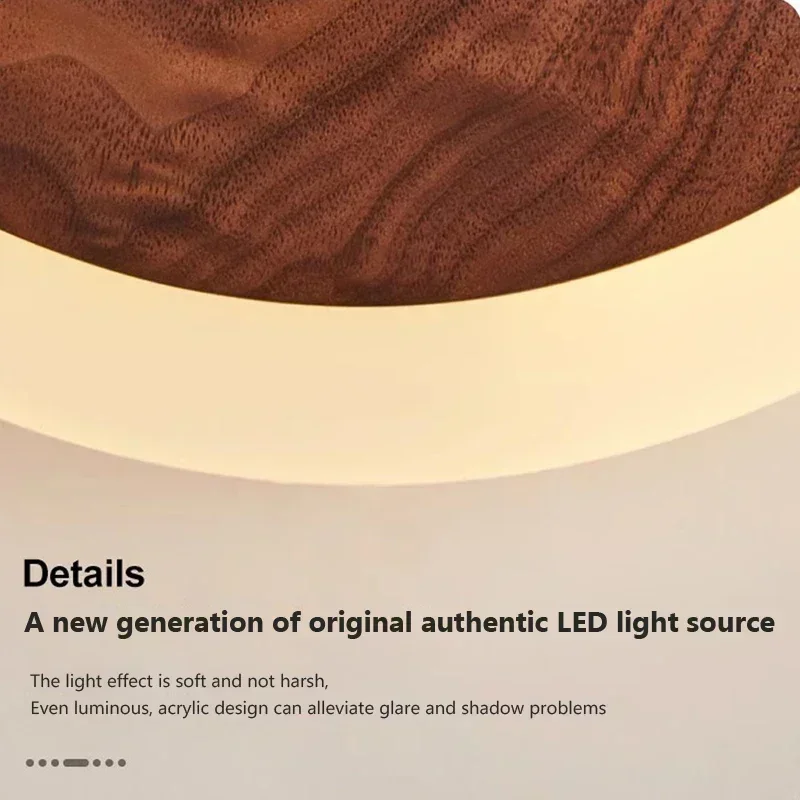 Nordic Walnut LED Wall Light, Modernas luminárias interiores, Quarto, Sala de estar, Hotel, Corredor, Brilho, Decoração de casa